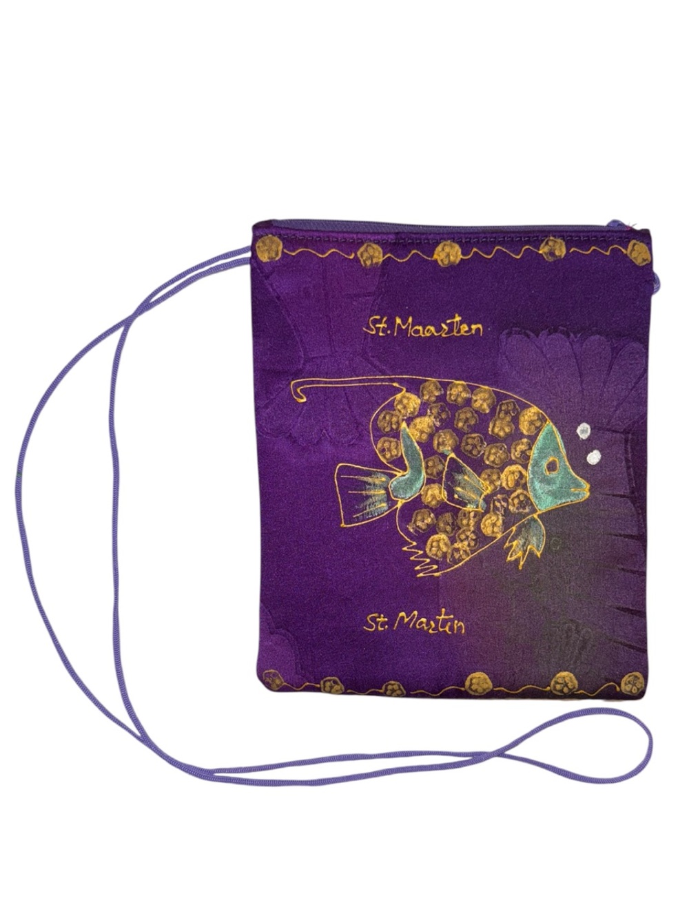 Purple St. Maarten Fish Crossbody Pouch